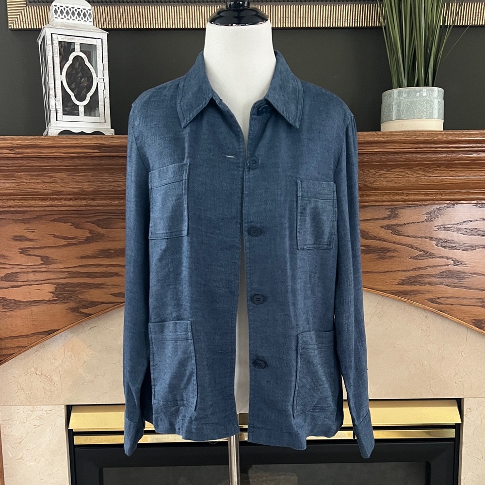 Nine & Company Women's Blue Linen Blend Jacket Size 12 Petite